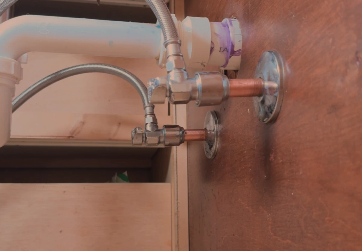 Pipe leak repair before and after in a Jamestown, NY home
