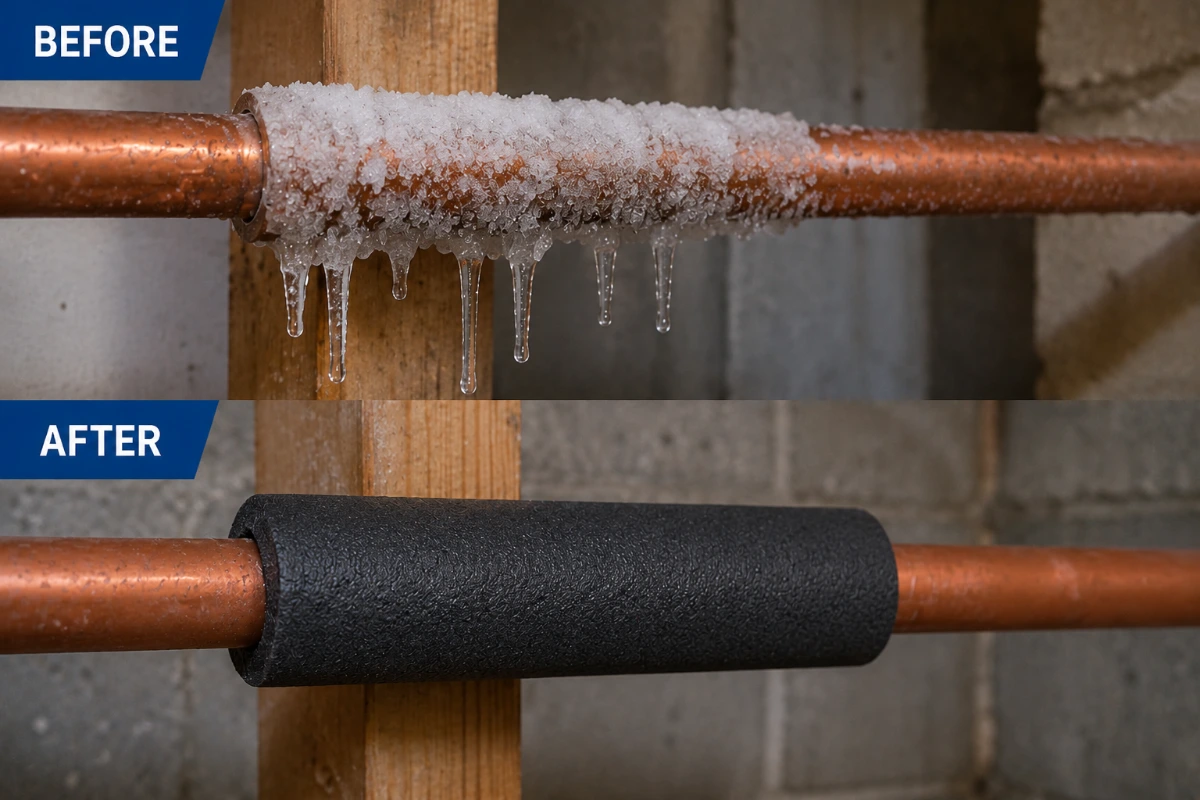 Frozen pipe repair typical of older Jamestown, NY homes