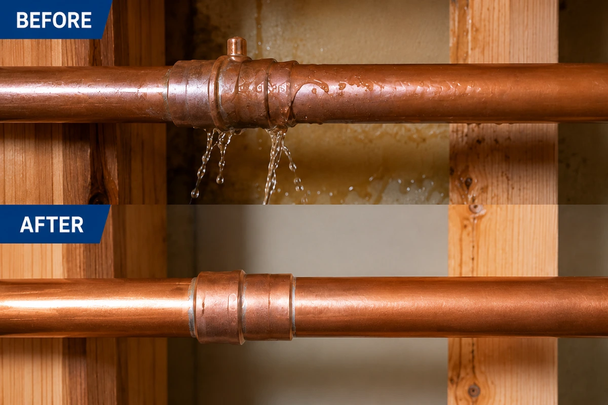 Leak repair completed on a residential supply line in Jamestown, NY